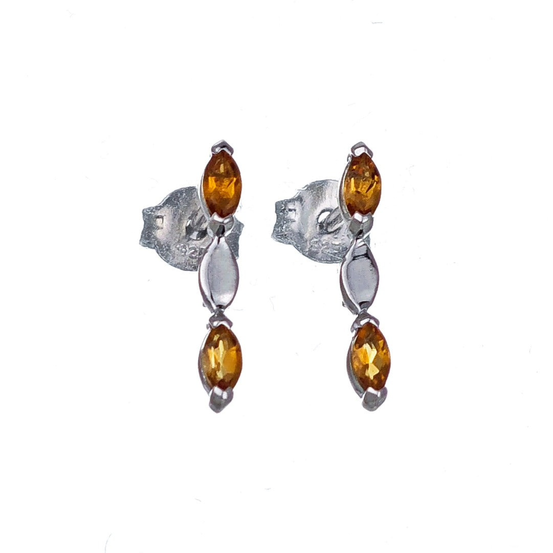 Citrine Earrings Sterling Silver Studs Infinity Marquise