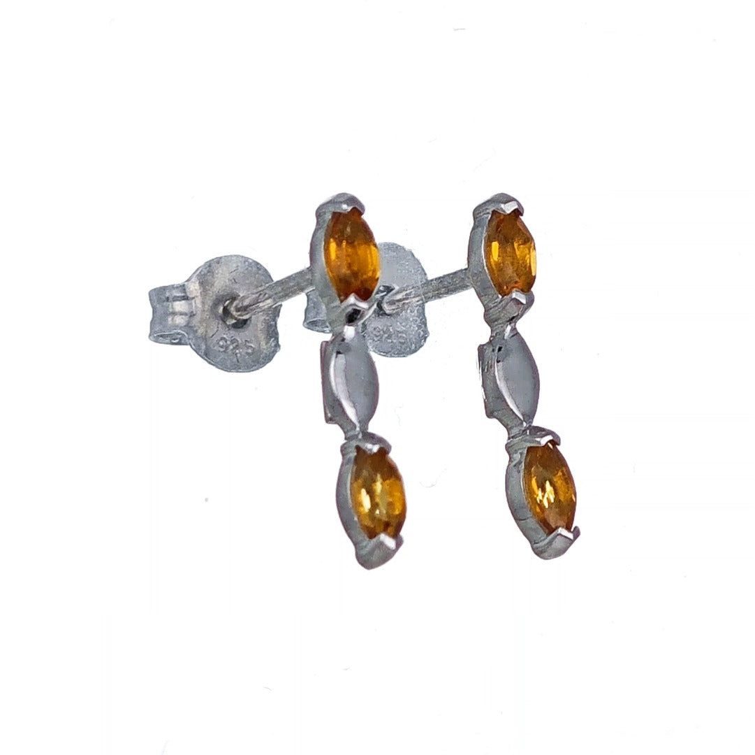 Citrine Earrings Sterling Silver Studs Infinity Marquise