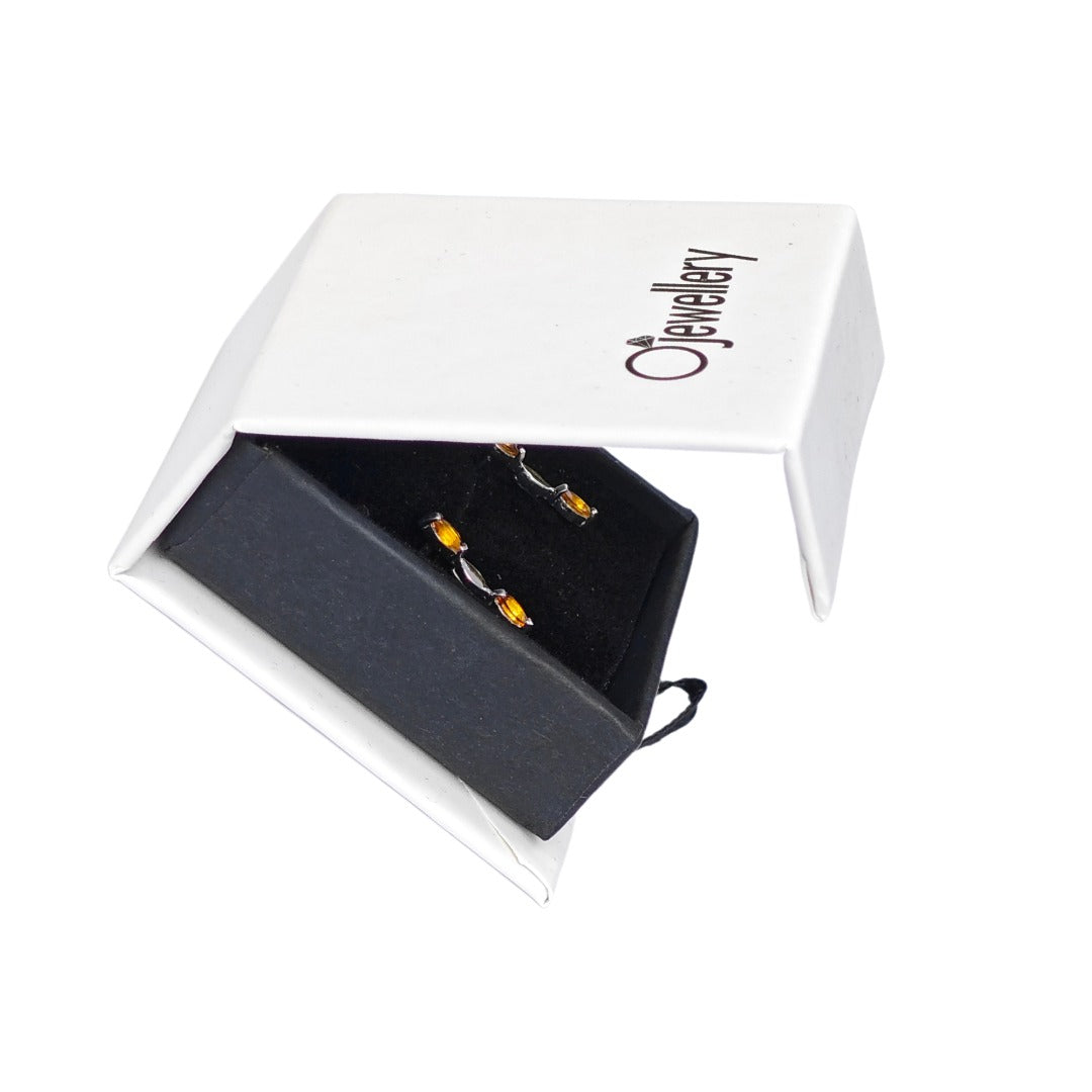 Citrine Earrings Sterling Silver Studs Infinity Marquise