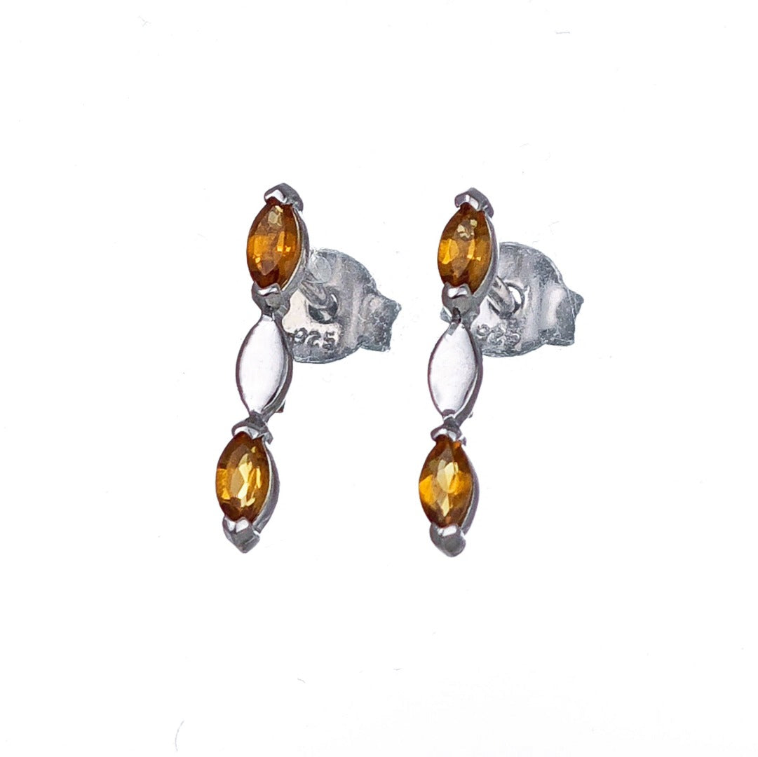 Citrine Earrings Sterling Silver Studs Infinity Marquise