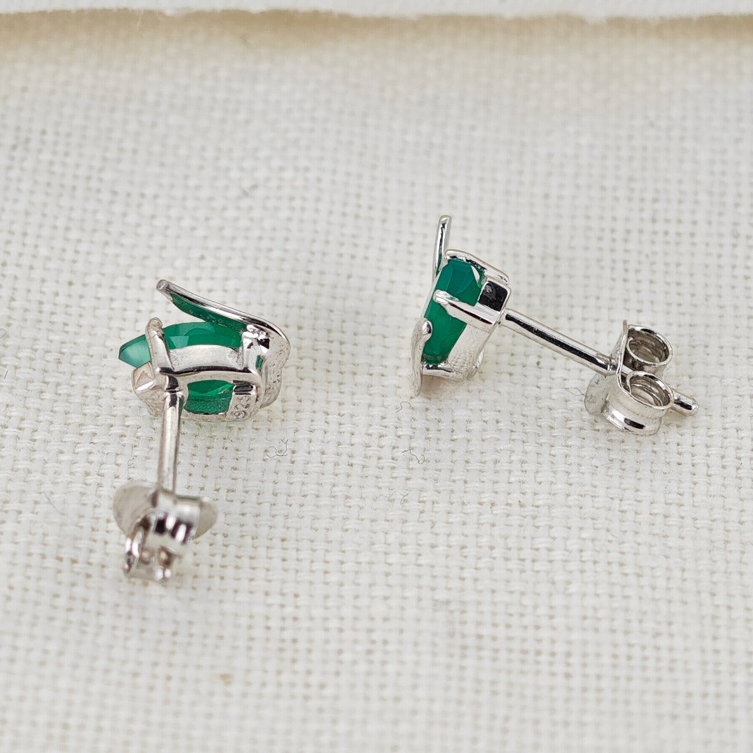 Tulip Flower Earrings Green Onyx