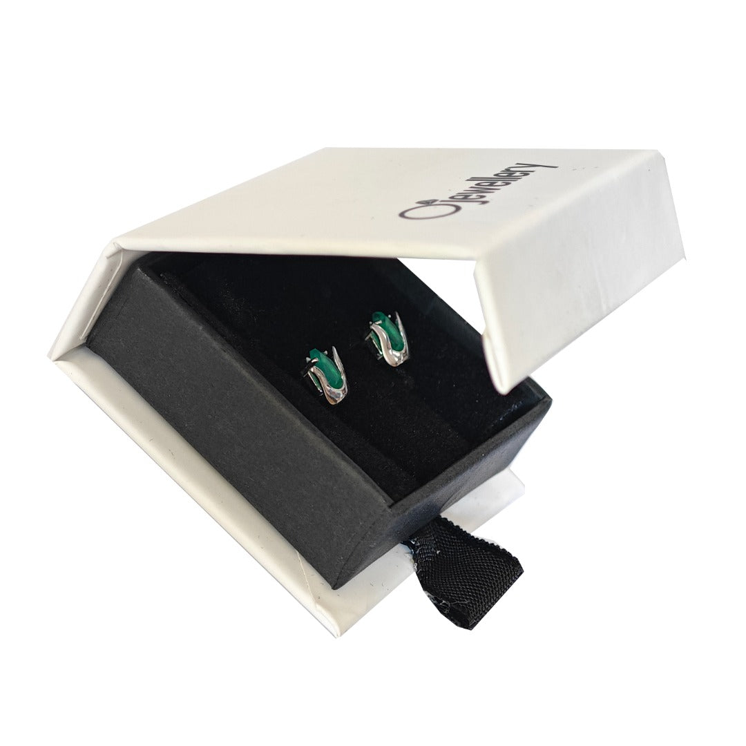 Tulip Flower Earrings Green Onyx