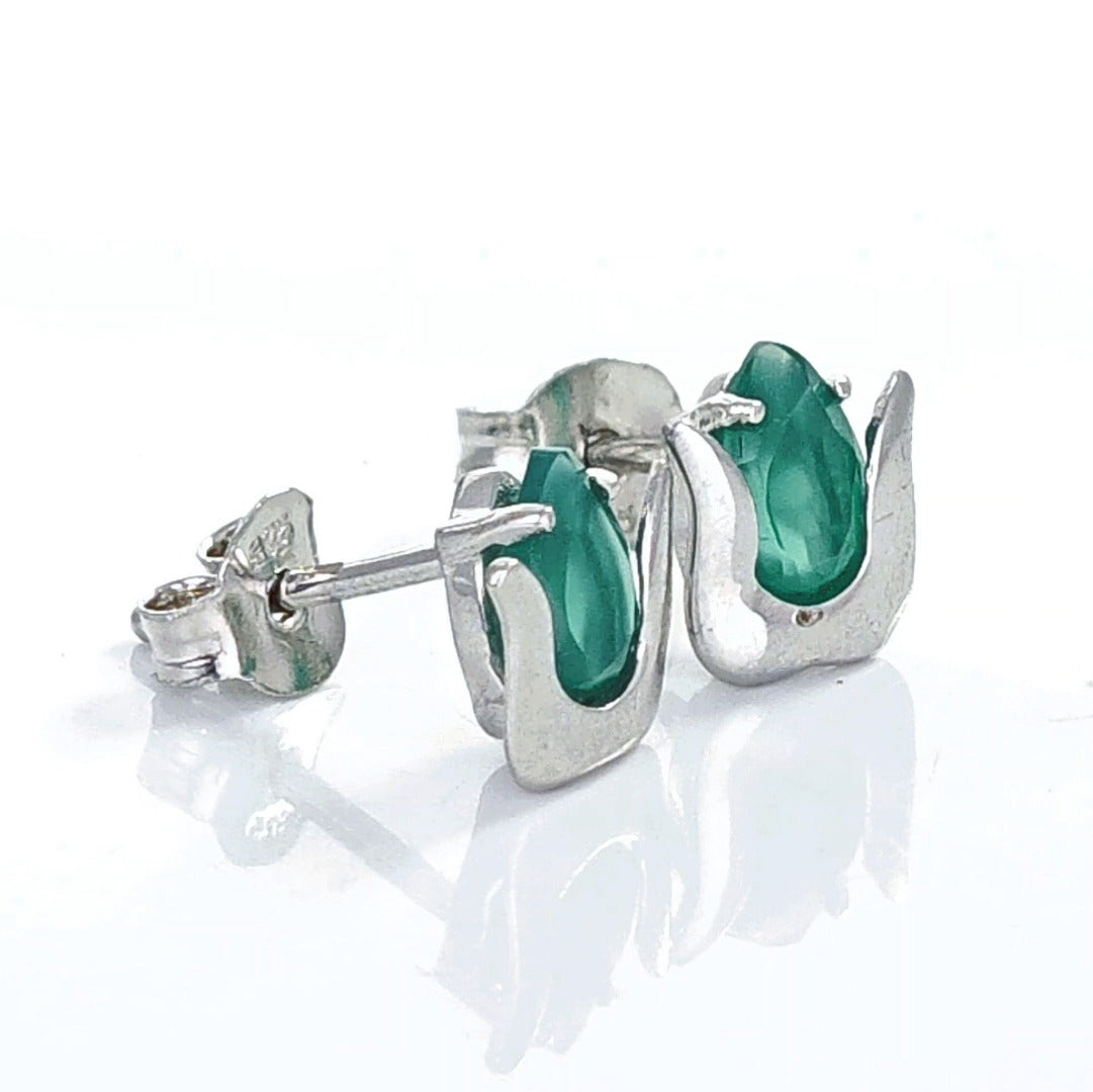 Tulip Flower Earrings Green Onyx