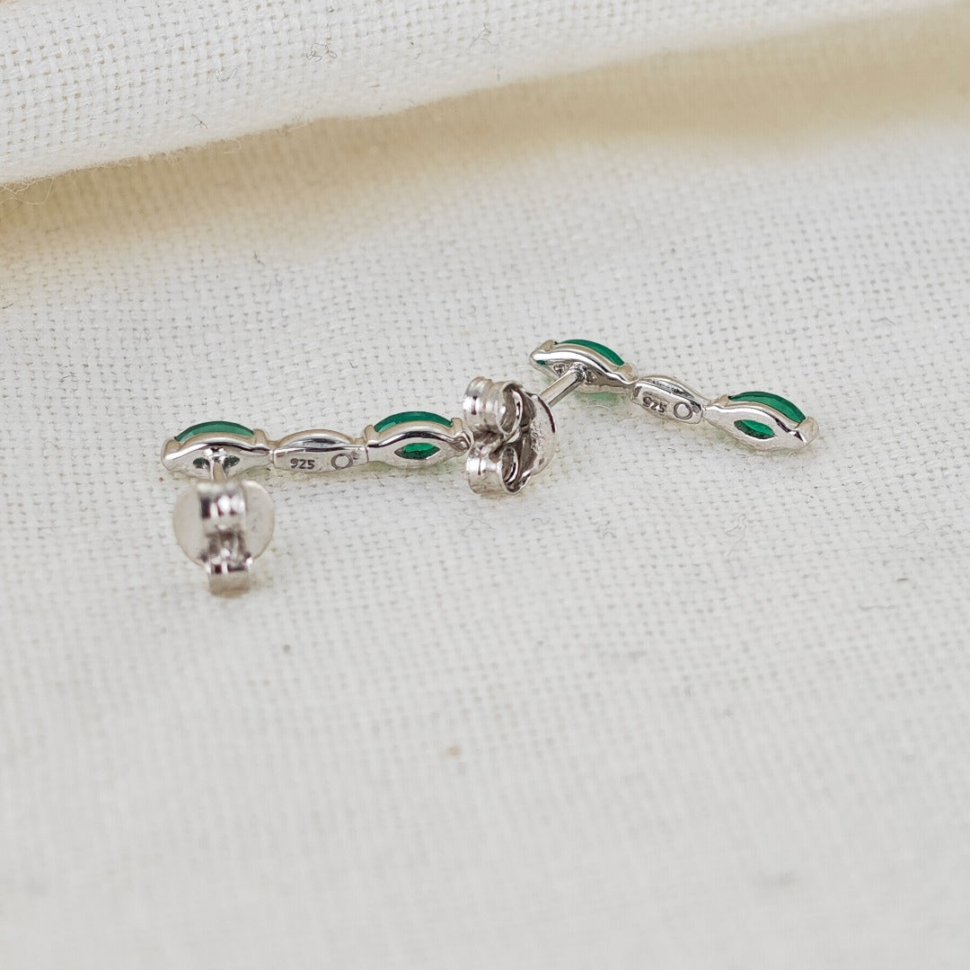 Onyx Green Earrings Sterling Silver Studs Infinity Marquise