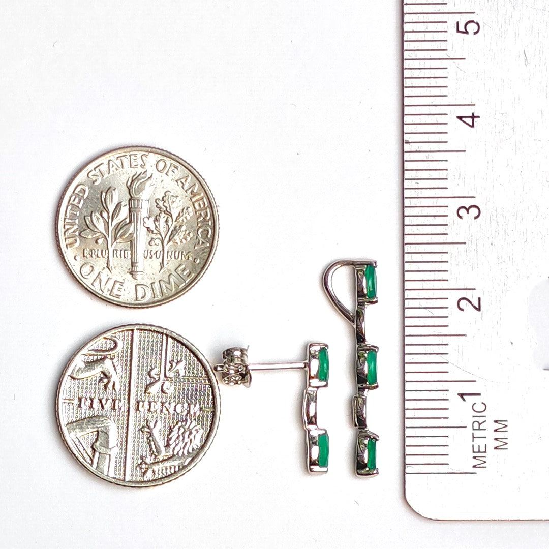 Onyx Green Earrings Sterling Silver Studs Infinity Marquise