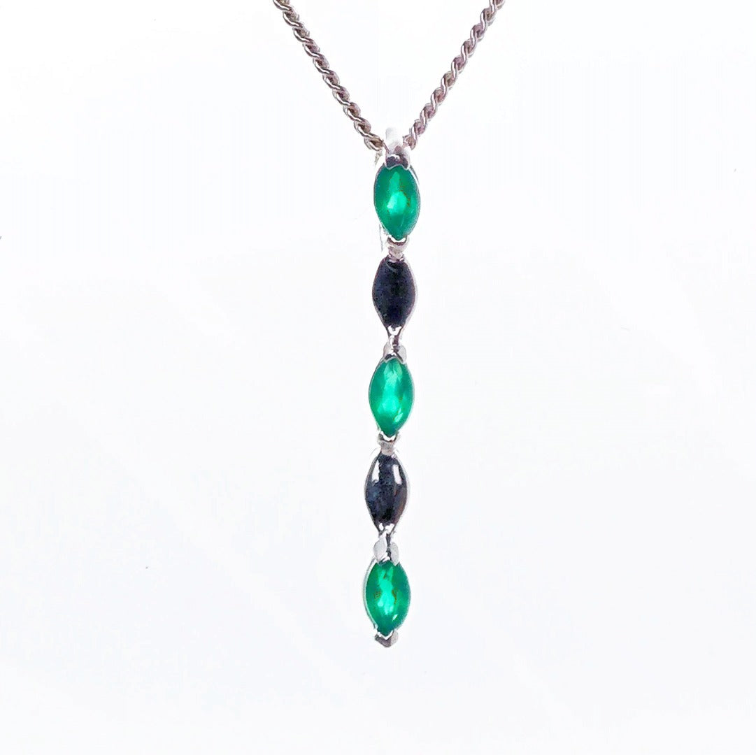 Green Necklace Sterling Silver Infinity Marquise