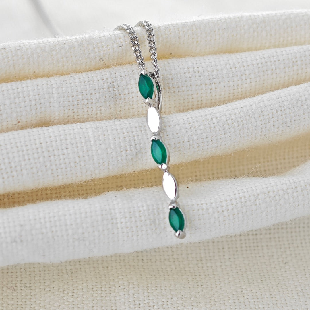 Green Necklace Sterling Silver Infinity Marquise