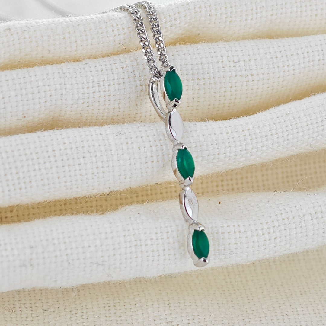 Green Necklace Sterling Silver Infinity Marquise