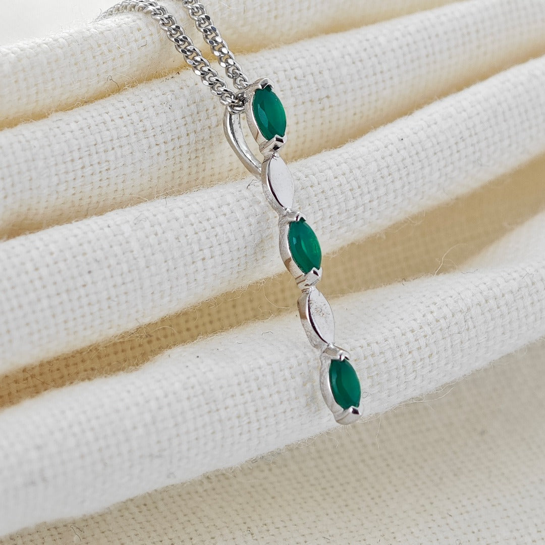 Green Necklace Sterling Silver Infinity Marquise