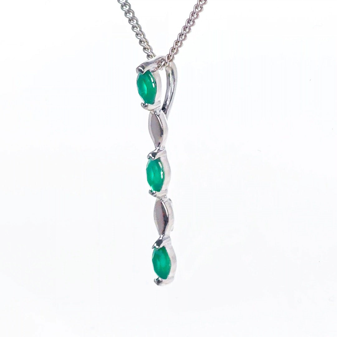 Green Necklace Sterling Silver Infinity Marquise