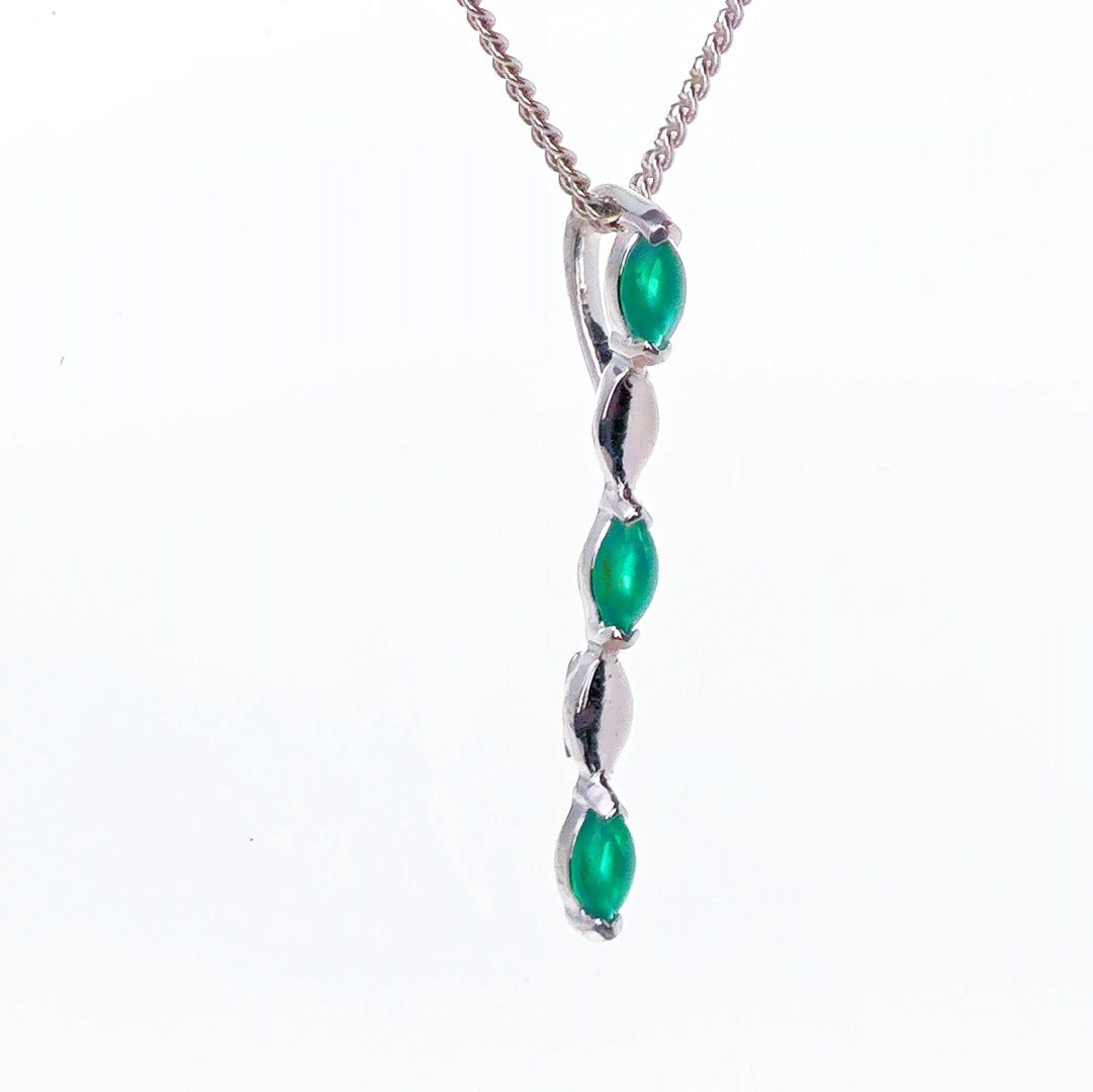 Green Necklace Sterling Silver Infinity Marquise