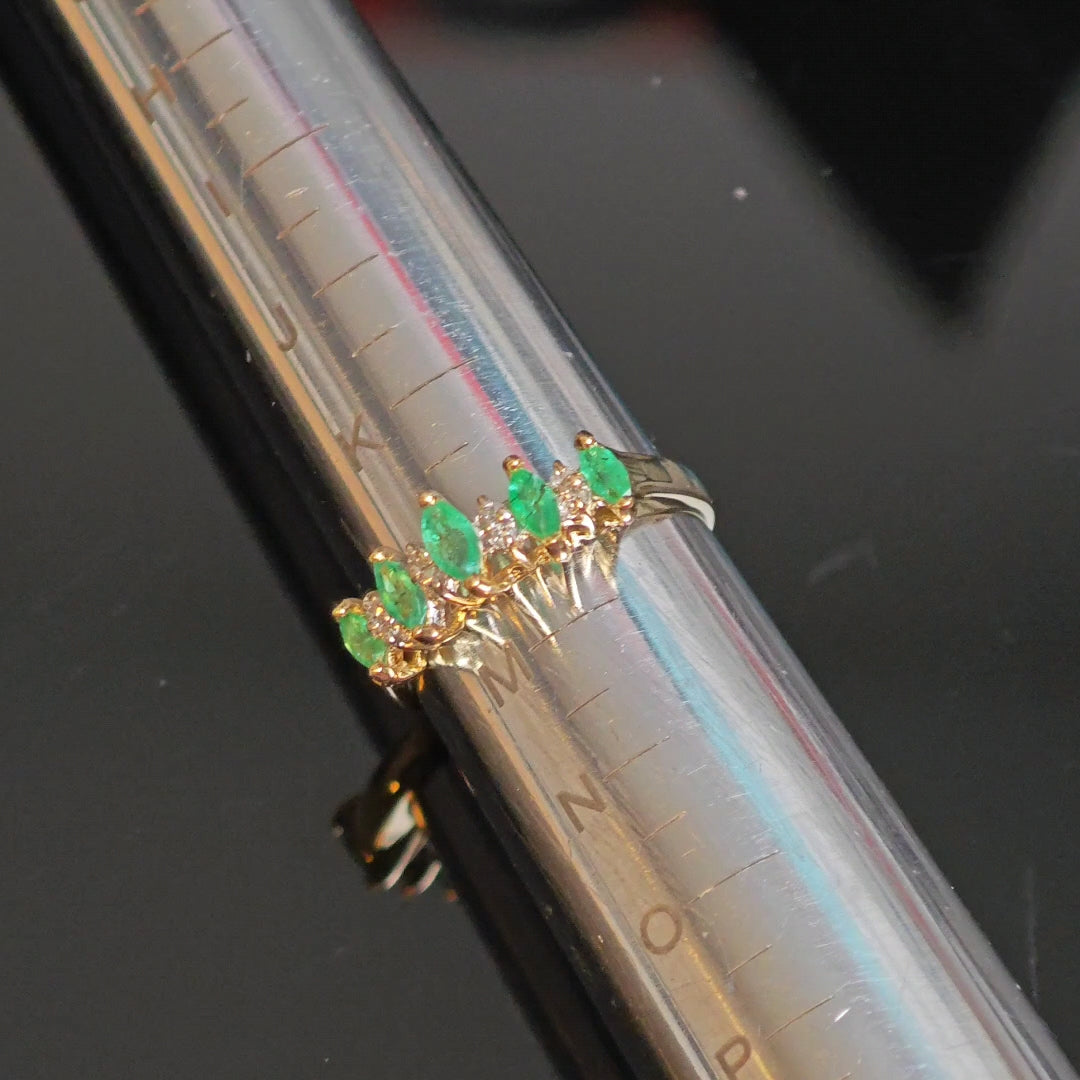 14ct Emerald Ring Size L.5 Diamond Yellow Gold 0.42ct Green Gemstones Hallmarked
