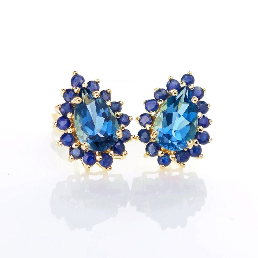 9ct London BT SapphireEarrings Gold Studs Natural Gemstones 2.90ct