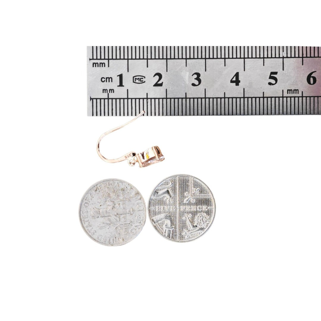 9ct Morganite Dangle Earrings Rose Gold Natural Pink Gemstones 1.27ct