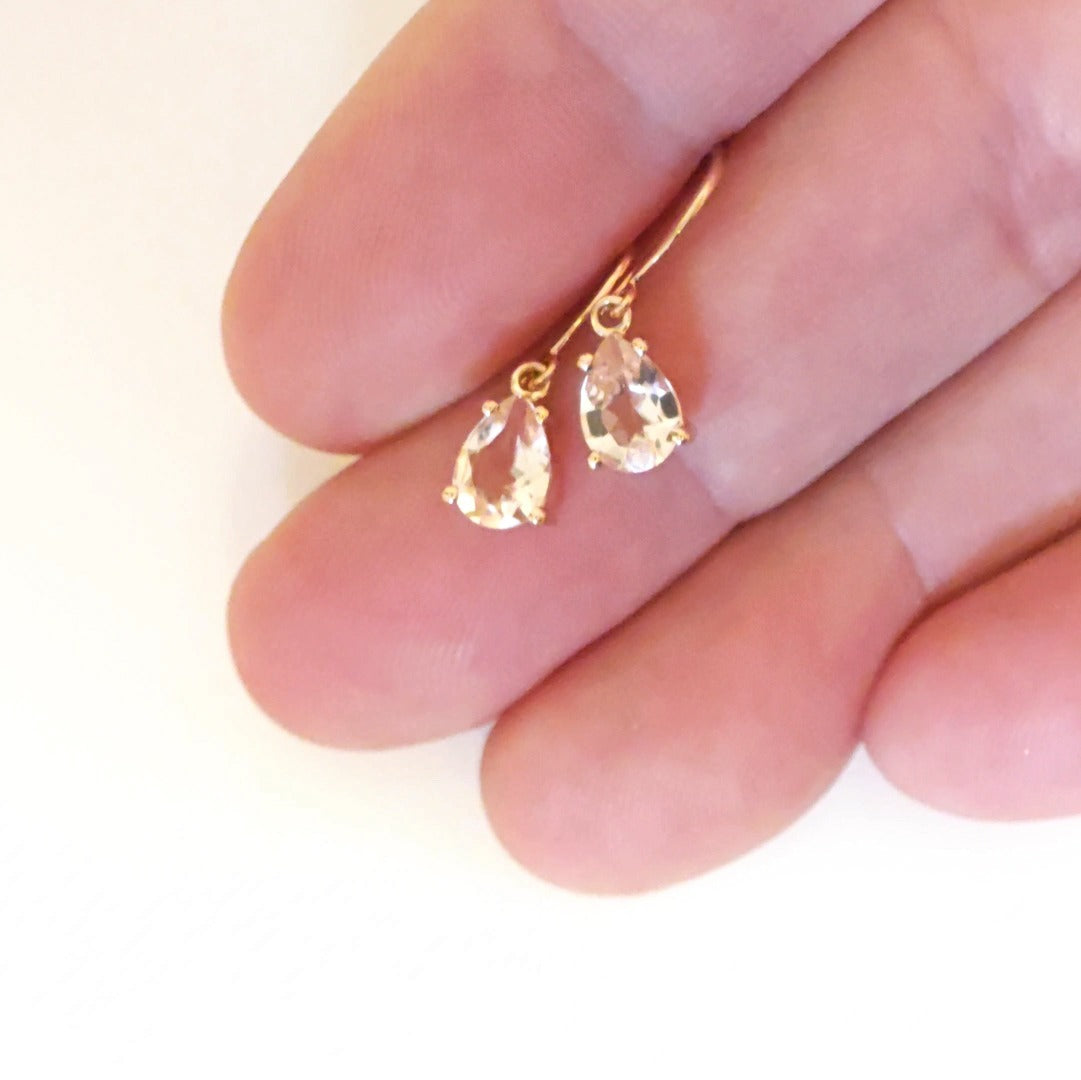 9ct Morganite Dangle Earrings Rose Gold Natural Pink Gemstones 1.27ct