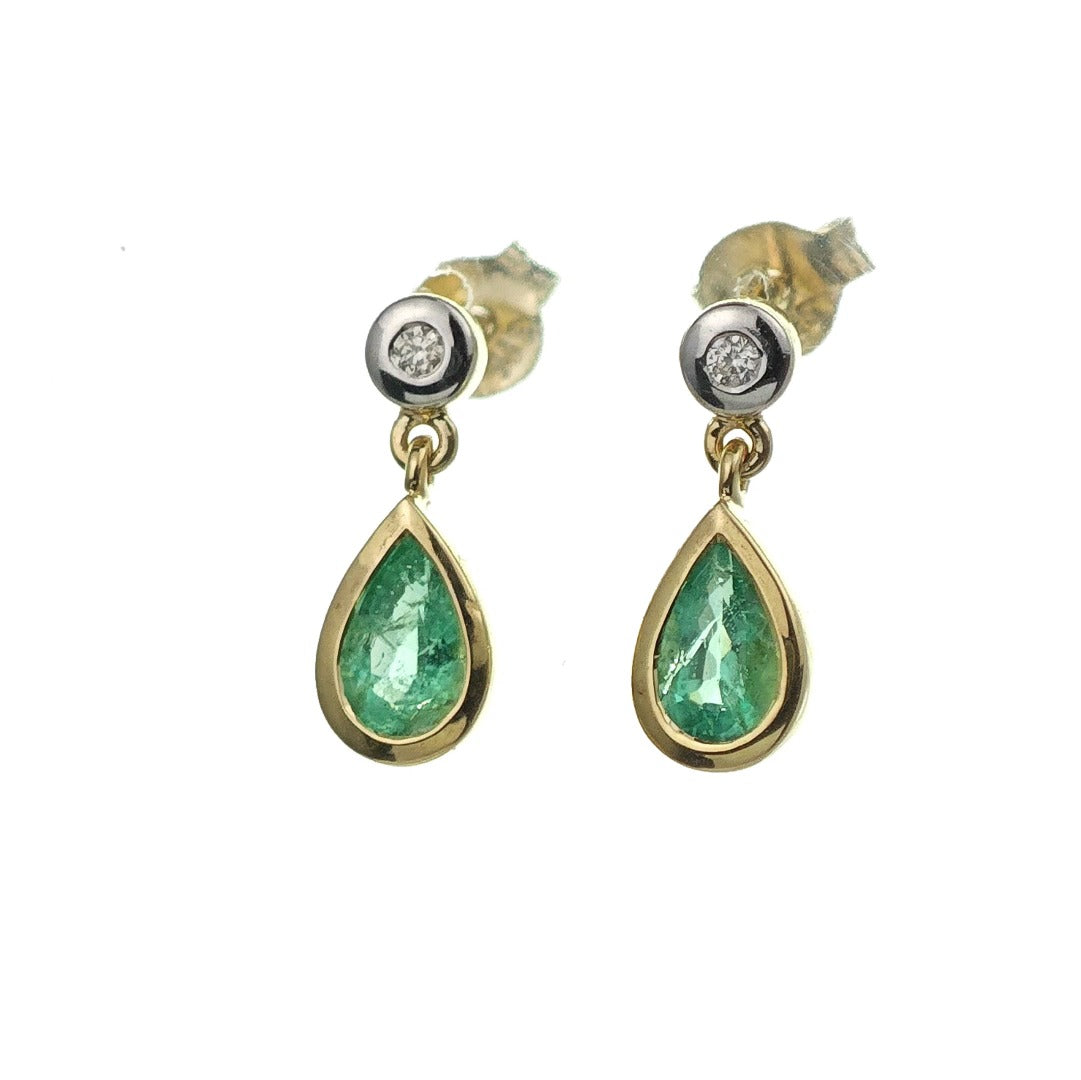 9ct Emerald Diamond Earrings Gold Studs Natural Green Gemstones 0.64ct