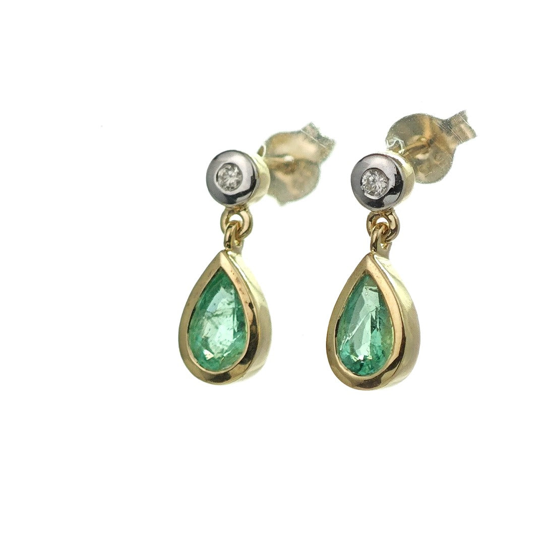 9ct Emerald Diamond Earrings Gold Studs Natural Green Gemstones 0.64ct