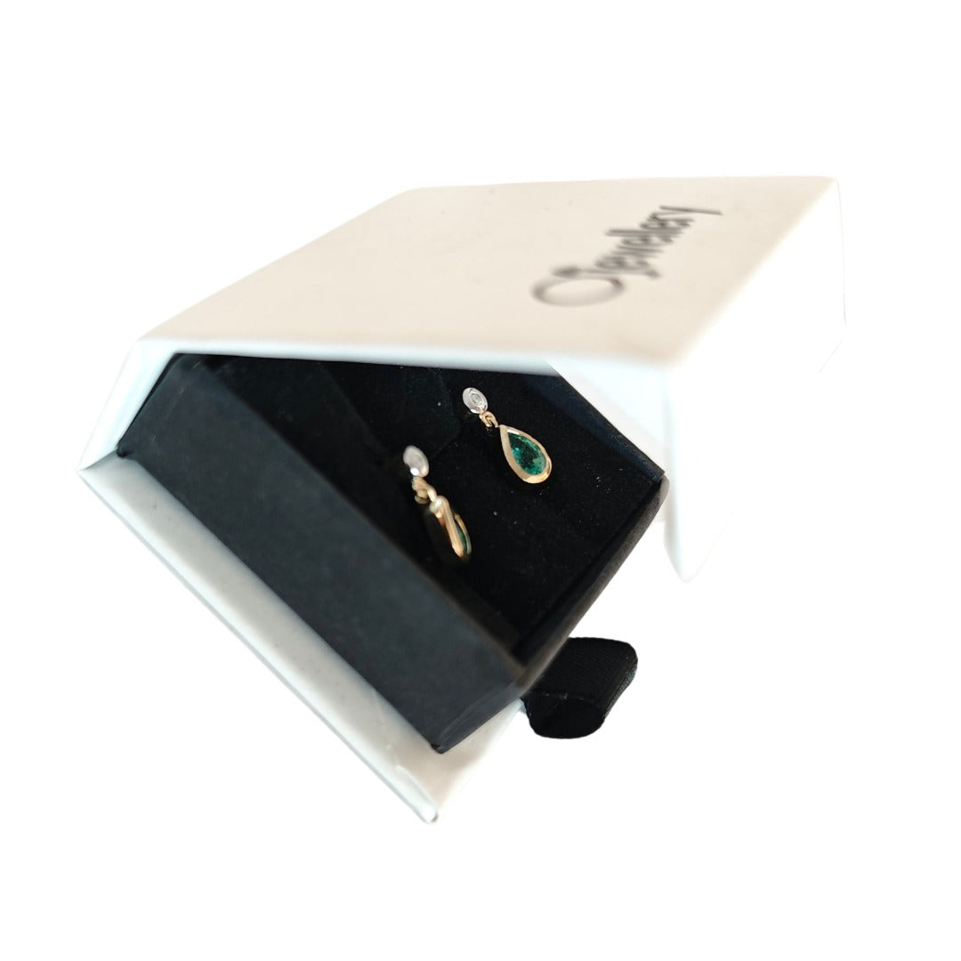 9ct Emerald Diamond Earrings Gold Studs Natural Green Gemstones 0.64ct