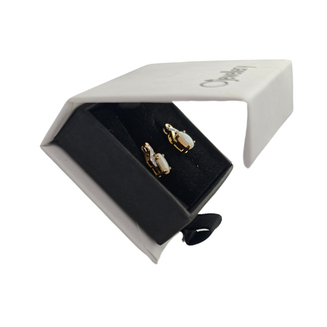 9ct Opal Diamond Earrings Gold Studs Natural White Gemstones 0.88ct
