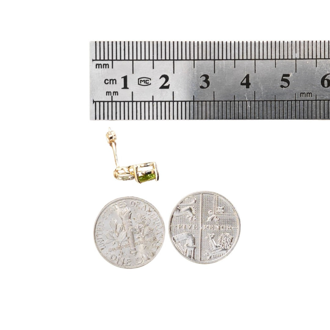 9ct Peridot Diamond Earrings Gold Studs Natural Green Gemstones 1ct