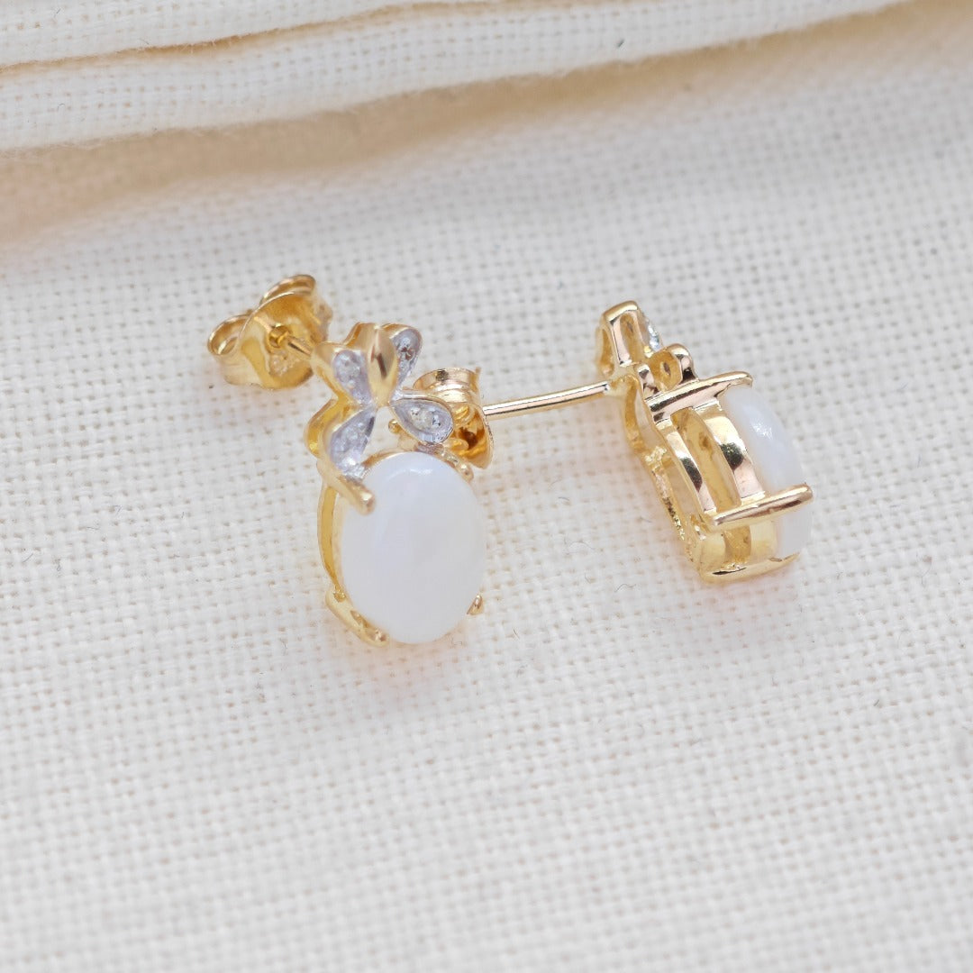 9ct Opal Diamond Earrings Gold Studs Natural Gemstones1.38ct Boxed Gift