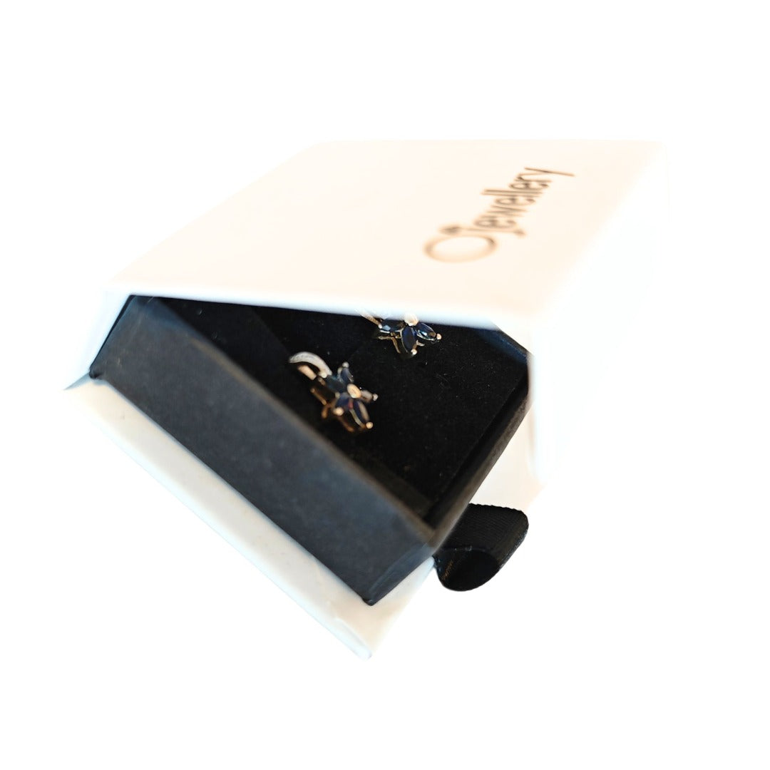9ct Sapphire Diamond Earrings Gold Flower Studs Natural Blue Gemstones 0.88ct