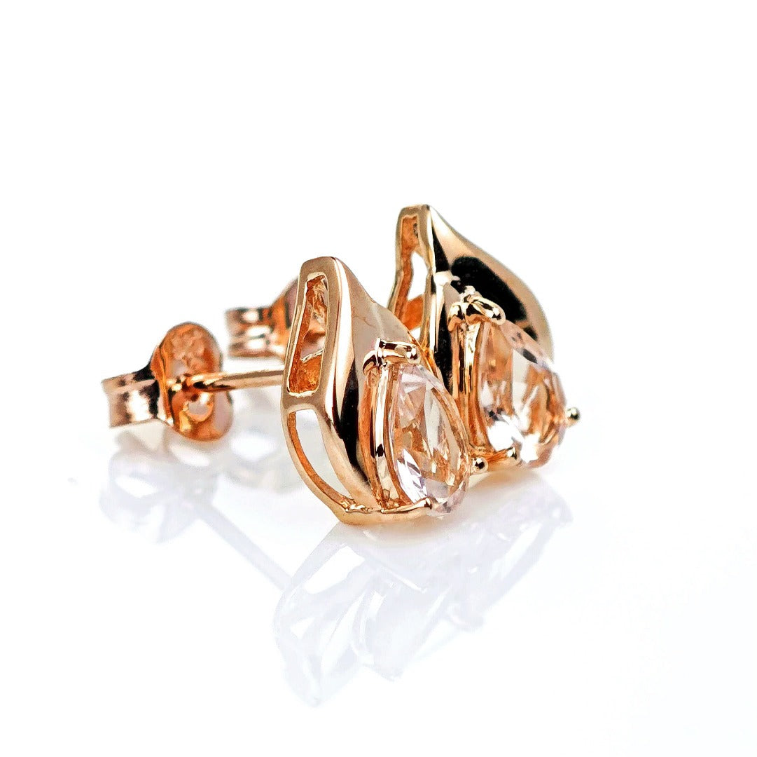 9ct Morganite Earrings Gold Studs Natural Gemstones 0.73ct