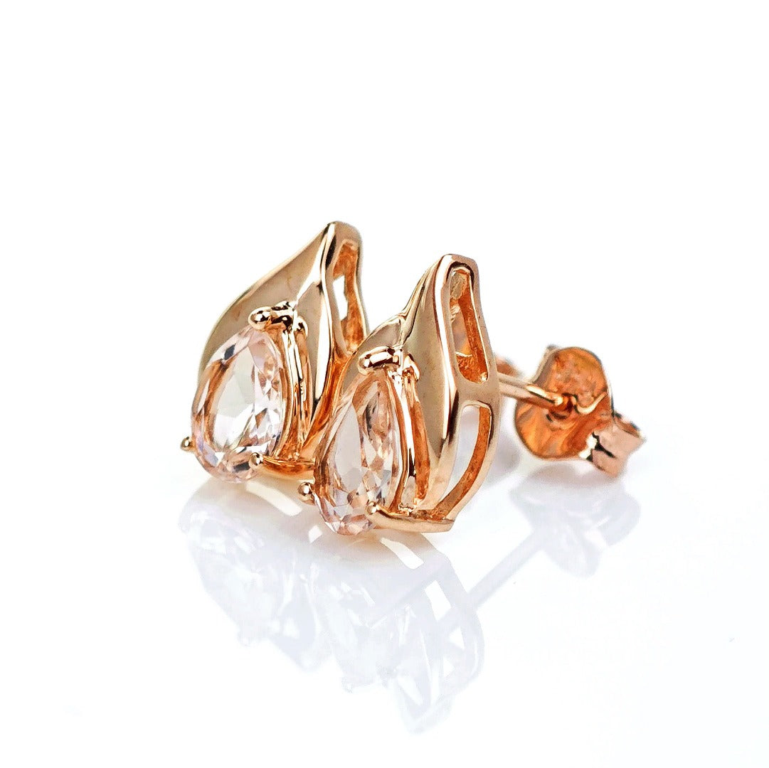 9ct Morganite Earrings Gold Studs Natural Gemstones 0.73ct