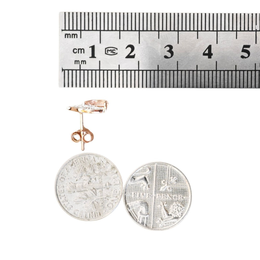 9ct Morganite Earrings Gold Studs Natural Gemstones 0.73ct