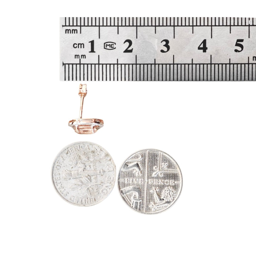 9ct Morganite Diamond Earrings Gold Studs Natural Gemstones 0.70ct