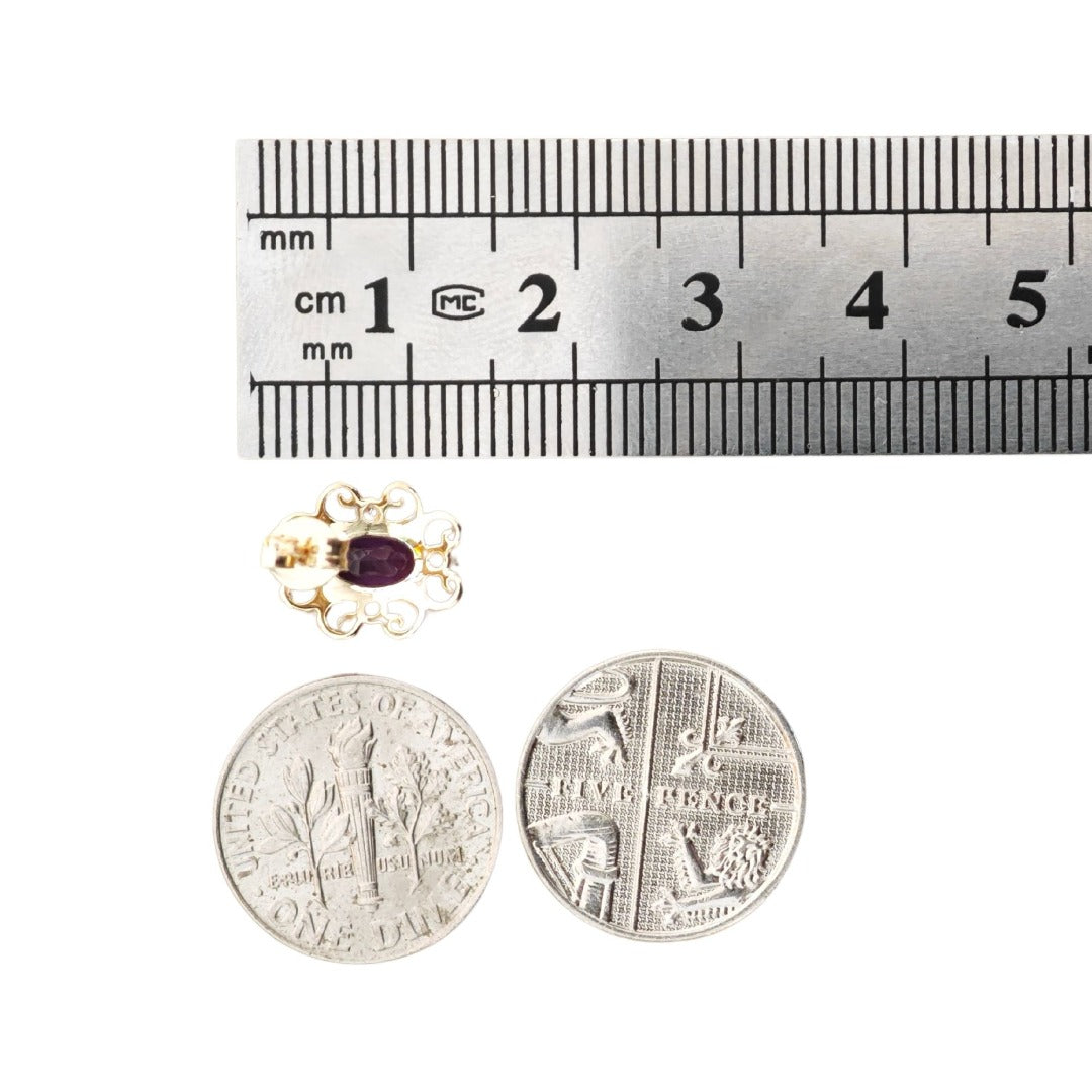9ct Amethyst Diamond Earrings Gold Studs Natural Purple Gemstones 0.80ct