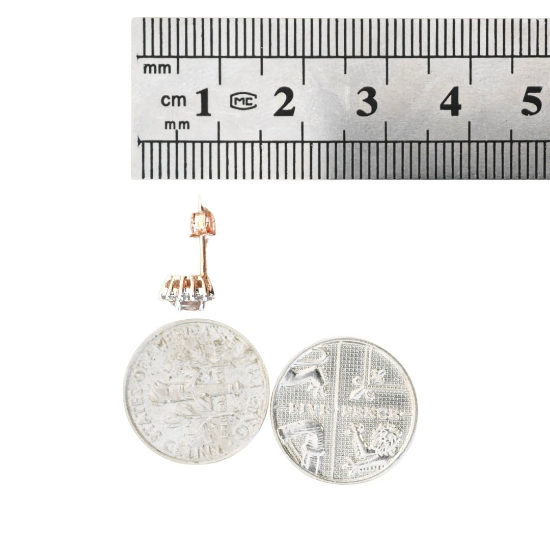 9ct Morganite Diamond Earrings Studs Rose Gold Pink 0.3 ct Natural Gemstonee