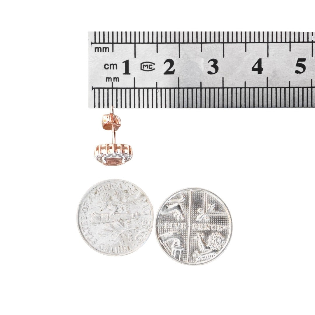 9ct Morganite Diamond Earrings Studs Rose Gold Pink 0.82 ct Natural Gemstone