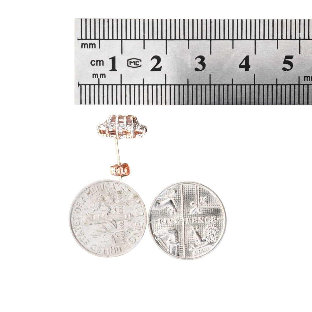 9ct Morganite Diamond Earrings Studs Rose Gold Pink 0.45 ct Natural Gemstone