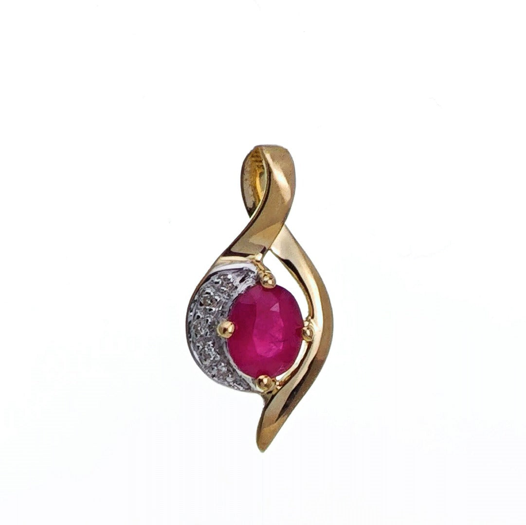 9ct Ruby Diamond Necklace Yellow Gold 0.45ct Red Oval Natural Gemstone