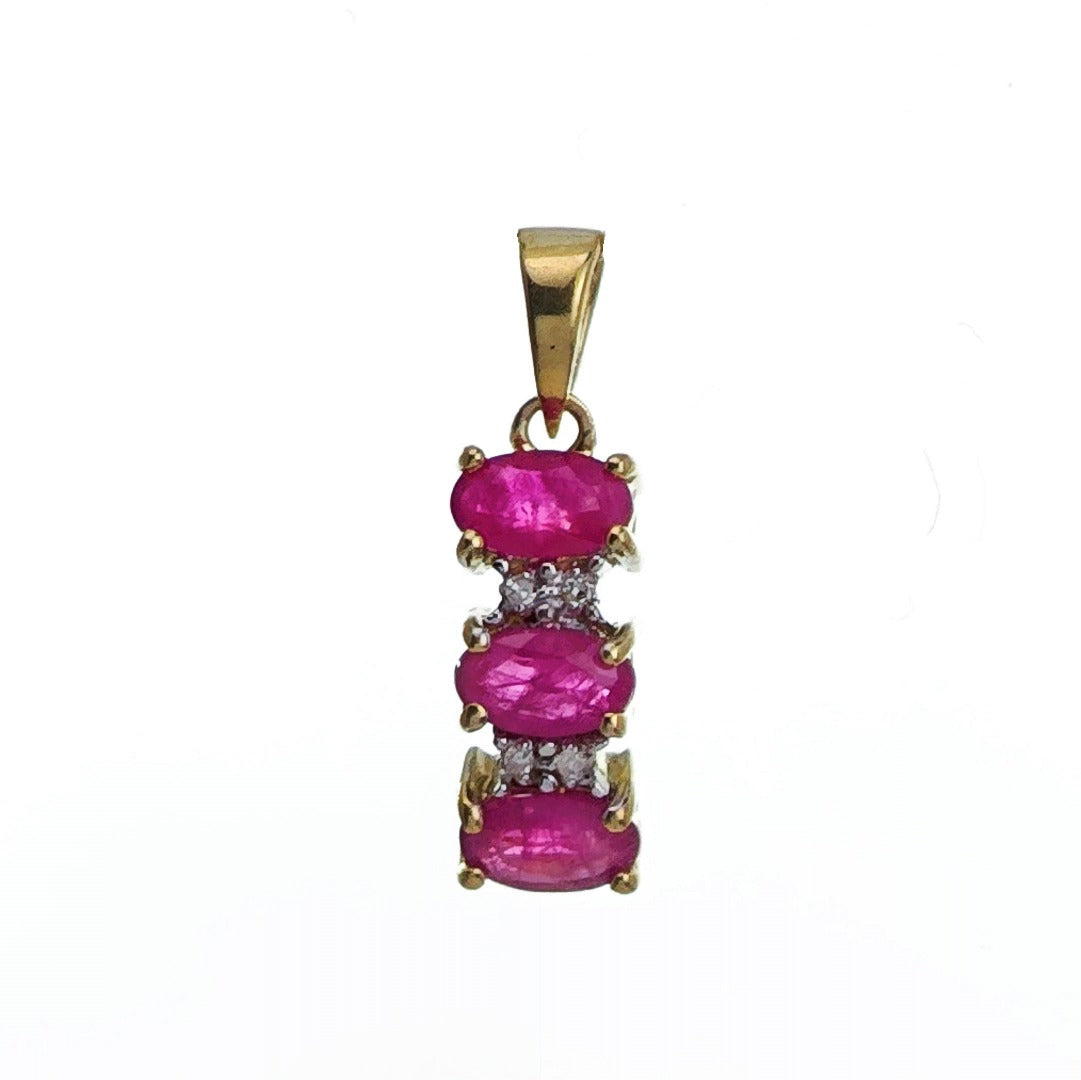 9ct Ruby Necklace Yellow Gold 0.78ct Red Oval Natural Gemstone