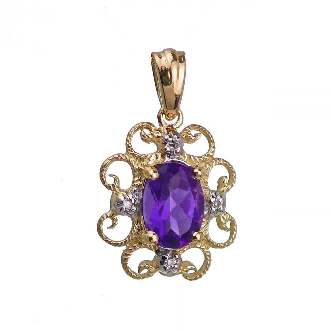 9ct Amethyst Necklace Yellow Gold 0.72ct Purple Oval Natural Gemstone