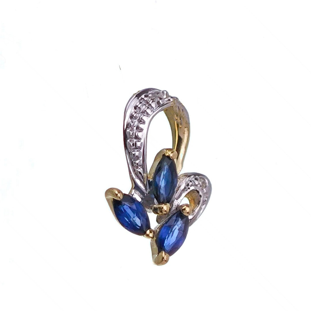9ct Sapphire Necklace Yellow Gold 0.27ct Blue Marquise Natural Gemstone