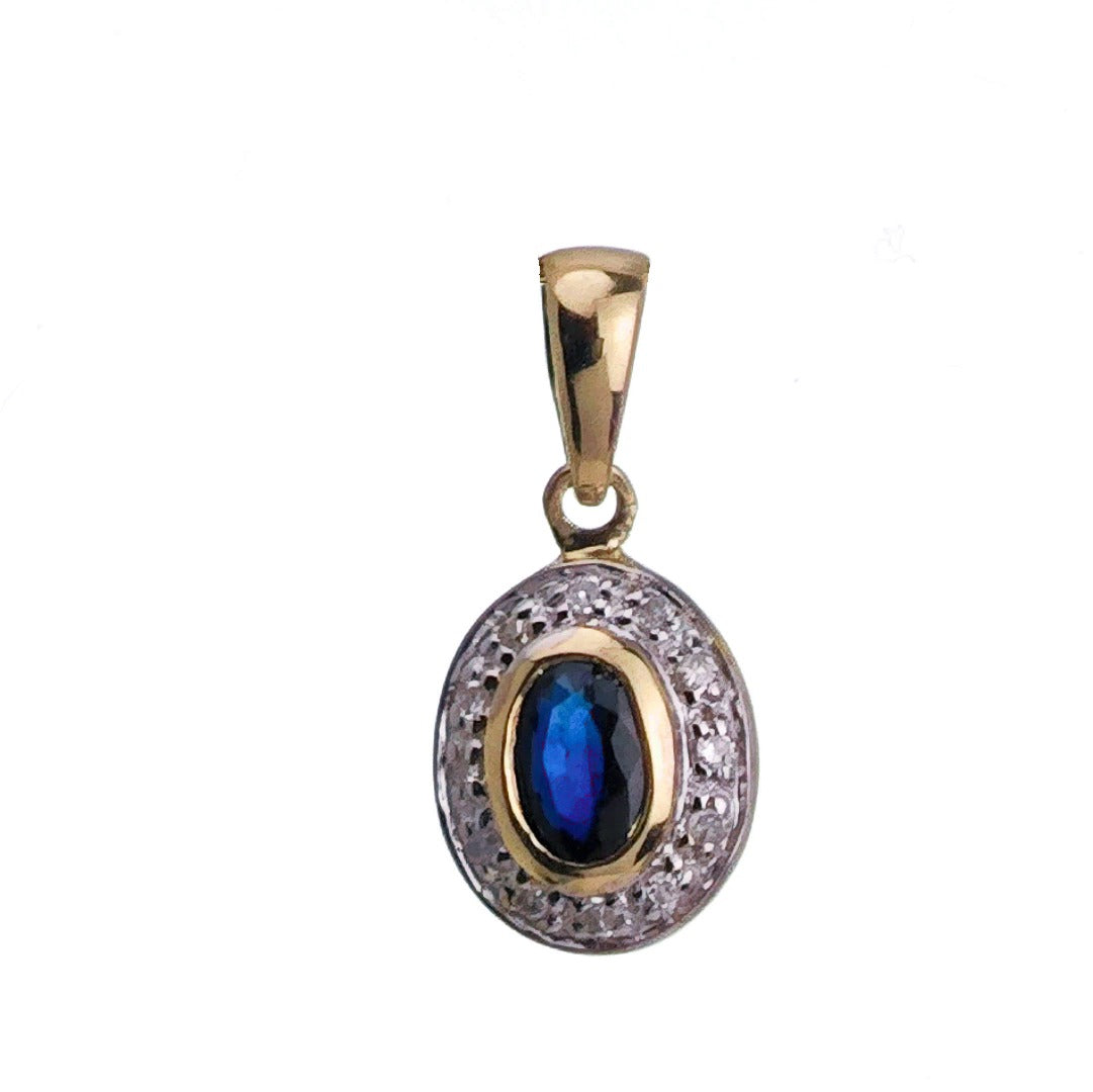 9ct Sapphire Necklace Yellow Gold 0.29ct Blue Oval Natural Gemstone