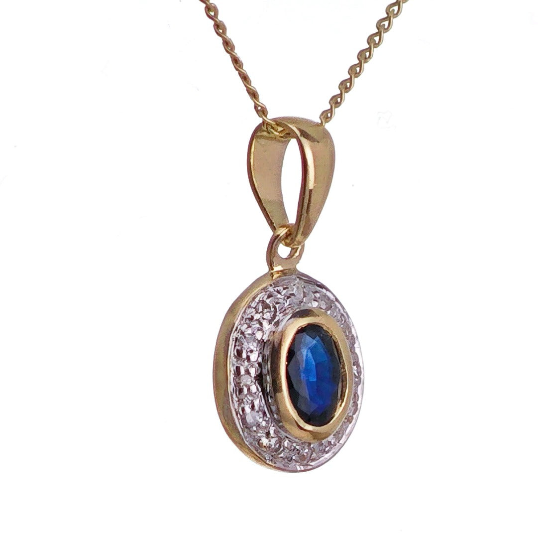 9ct Sapphire Necklace Yellow Gold 0.29ct Blue Oval Natural Gemstone