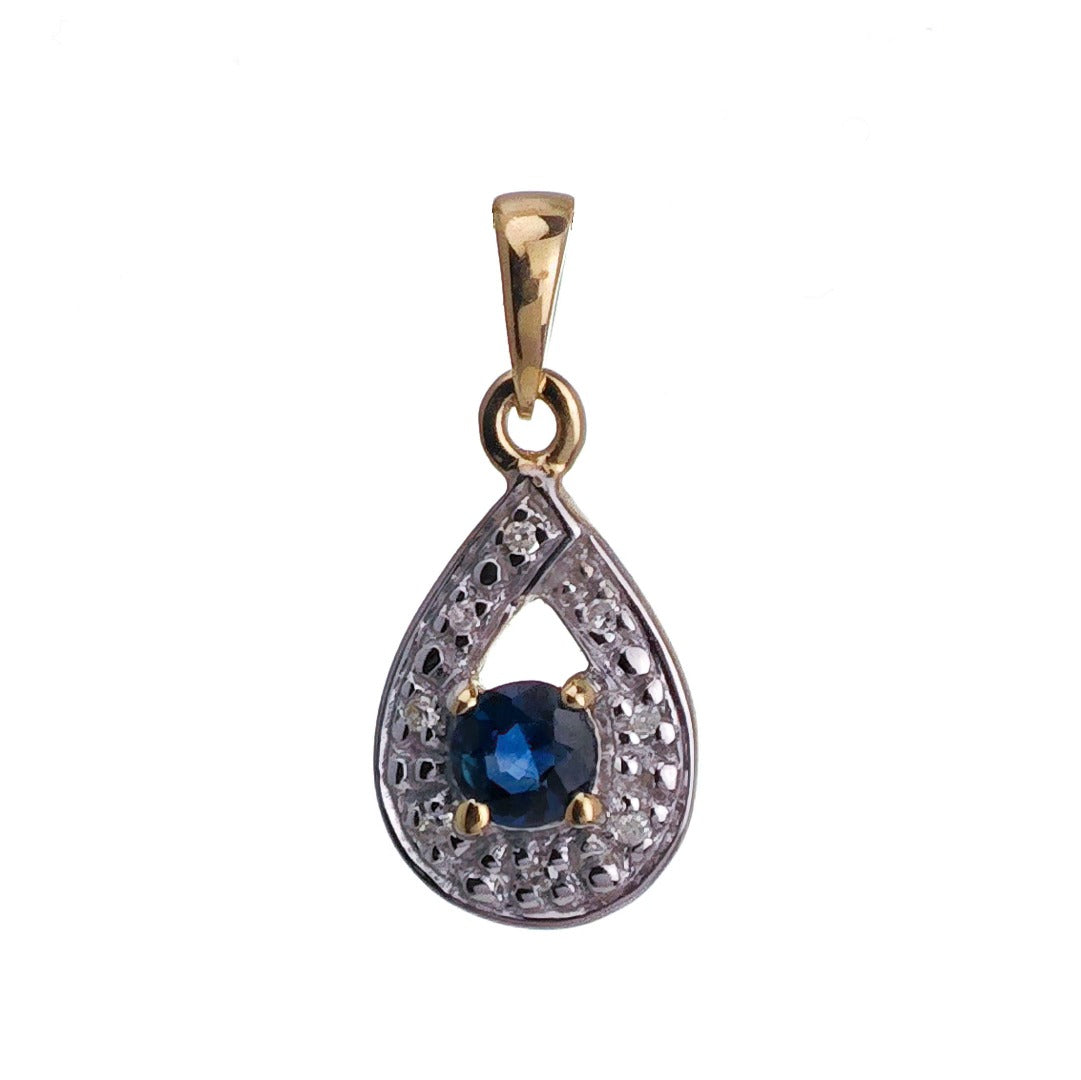 9ct Sapphire Necklace Yellow Gold 0.33ct Blue Round Natural Gemstone