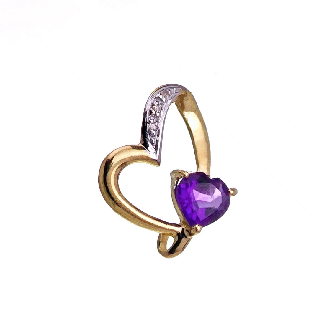 9ct Amethyst Necklace Yellow Gold 0.39ct Purple Heart Natural Gemstone