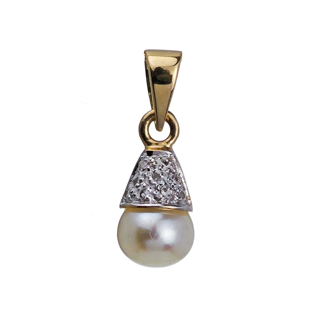 9ct Pearl Necklace Yellow Goldct White Round Natural Gemstone