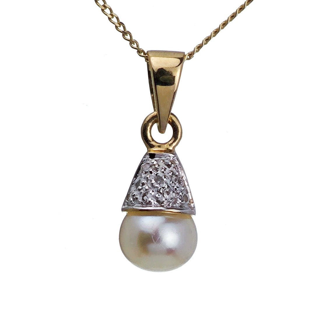 9ct Pearl Necklace Yellow Goldct White Round Natural Gemstone