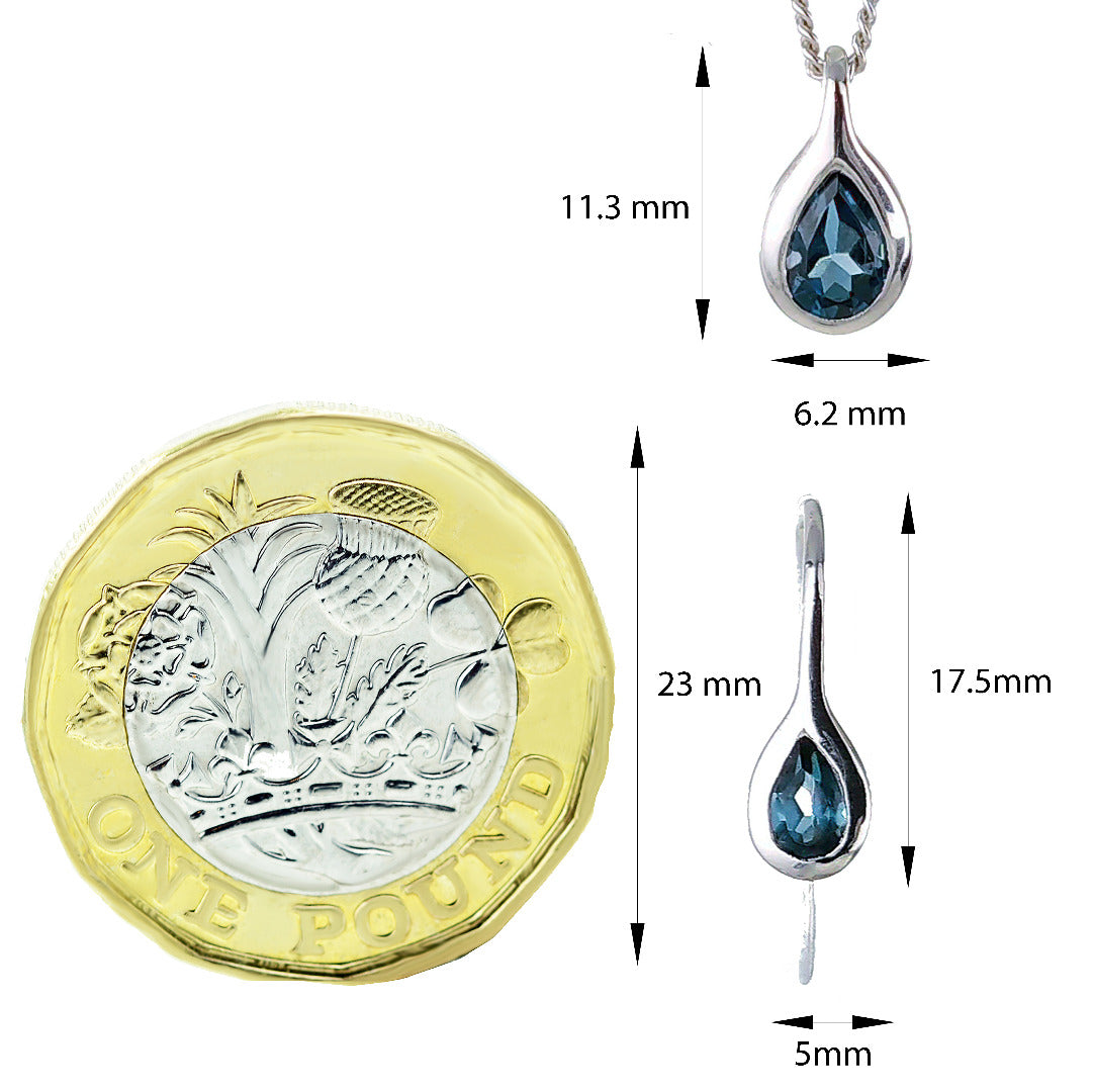 London Blue Topaz Necklace Sterling Silver December Birthstone Personalised Gift