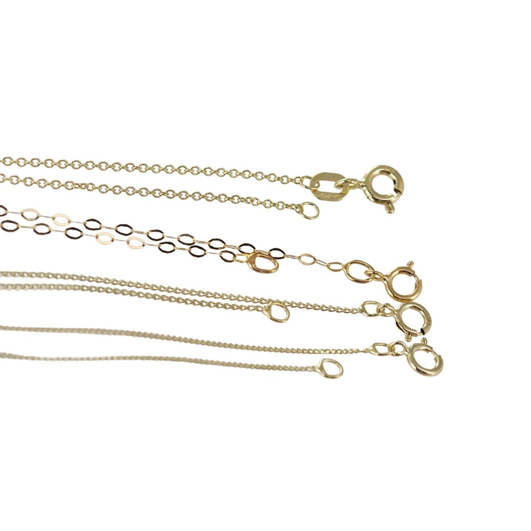 9ct yellow gold chain 0.7mm Curb Link 16'' - 22