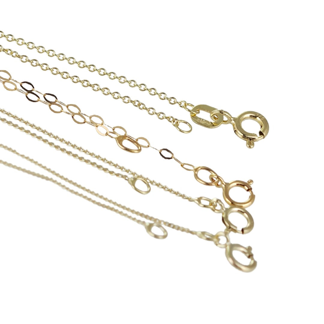 9ct yellow gold chain 0.7mm Curb Link 16'' - 22