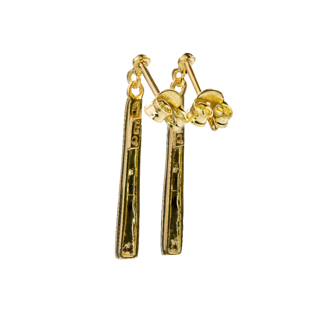 Diamond Dangle Earrings Gold Plated Sterling Silver