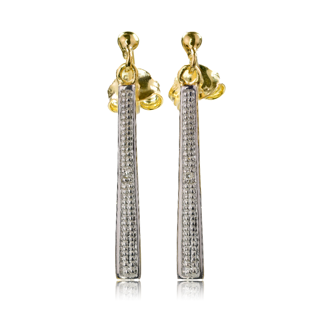 Diamond Dangle Earrings Gold Plated Sterling Silver