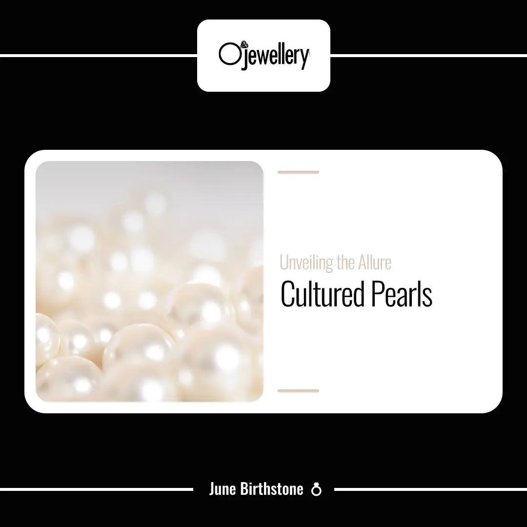 Image of pearls with text unveiling the allure of cultured pearls June Birthstone